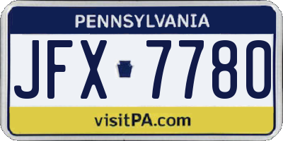 PA license plate JFX7780