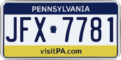 PA license plate JFX7781