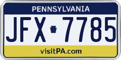 PA license plate JFX7785