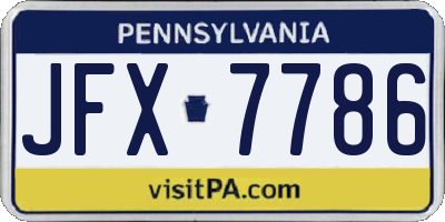 PA license plate JFX7786