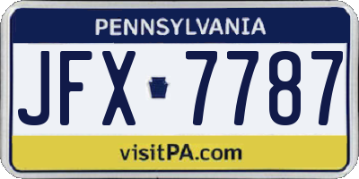PA license plate JFX7787