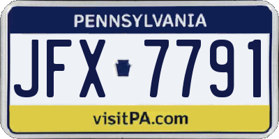 PA license plate JFX7791