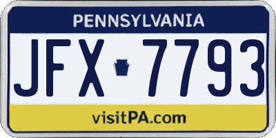 PA license plate JFX7793