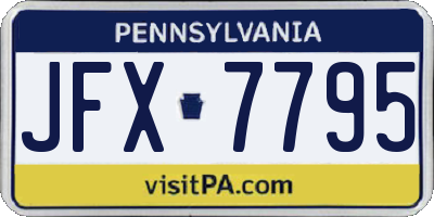 PA license plate JFX7795