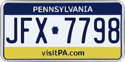 PA license plate JFX7798