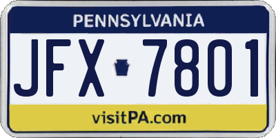 PA license plate JFX7801