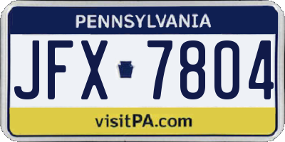 PA license plate JFX7804