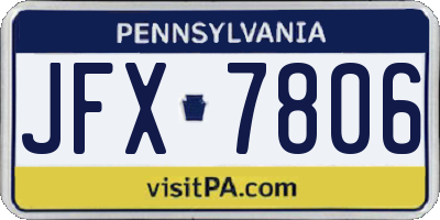 PA license plate JFX7806