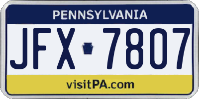 PA license plate JFX7807