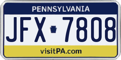 PA license plate JFX7808