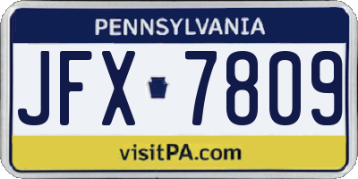 PA license plate JFX7809
