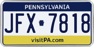 PA license plate JFX7818