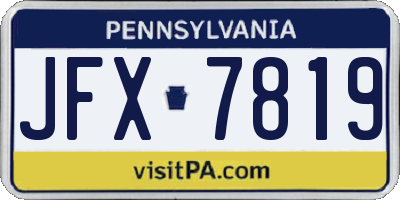 PA license plate JFX7819