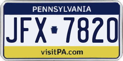 PA license plate JFX7820
