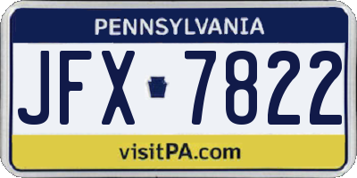 PA license plate JFX7822