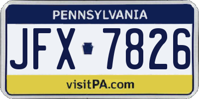 PA license plate JFX7826