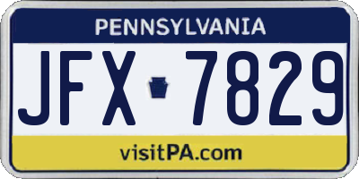 PA license plate JFX7829