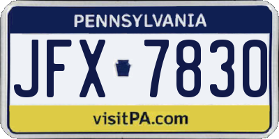 PA license plate JFX7830