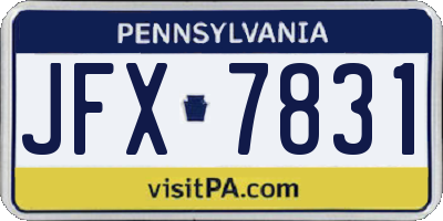 PA license plate JFX7831