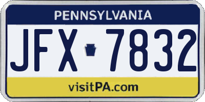 PA license plate JFX7832