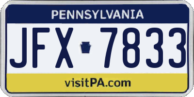 PA license plate JFX7833