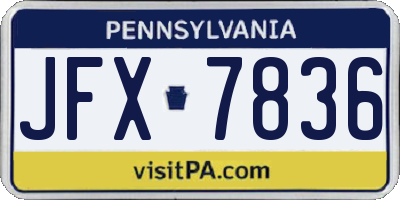 PA license plate JFX7836