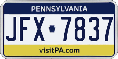 PA license plate JFX7837
