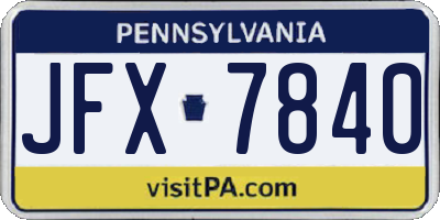 PA license plate JFX7840