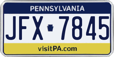 PA license plate JFX7845