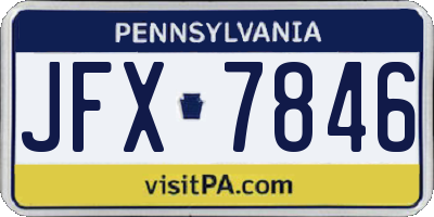 PA license plate JFX7846