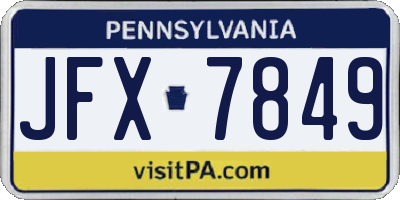 PA license plate JFX7849