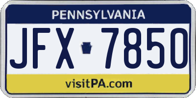 PA license plate JFX7850