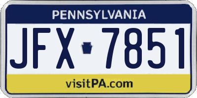 PA license plate JFX7851