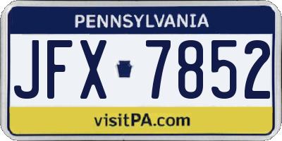 PA license plate JFX7852