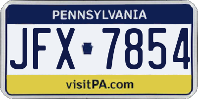PA license plate JFX7854