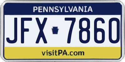 PA license plate JFX7860