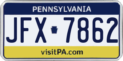 PA license plate JFX7862