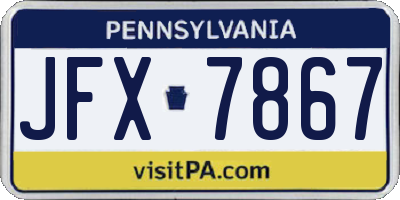 PA license plate JFX7867