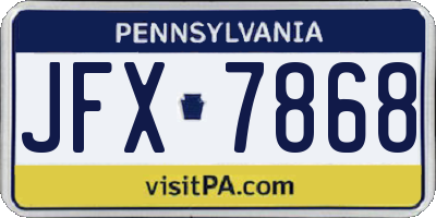 PA license plate JFX7868