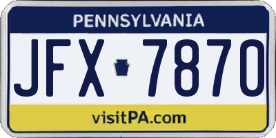 PA license plate JFX7870