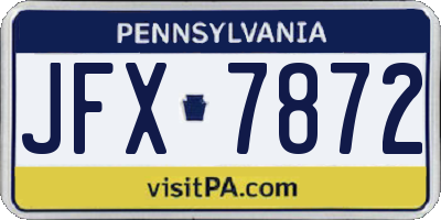 PA license plate JFX7872