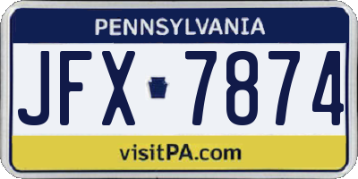 PA license plate JFX7874