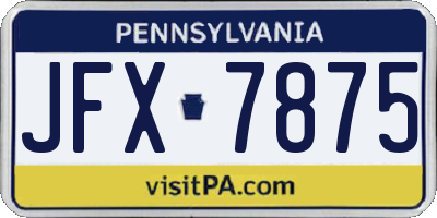 PA license plate JFX7875