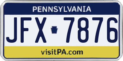 PA license plate JFX7876