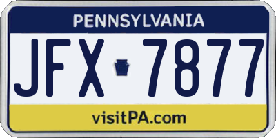 PA license plate JFX7877