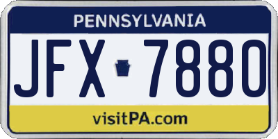 PA license plate JFX7880