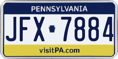 PA license plate JFX7884