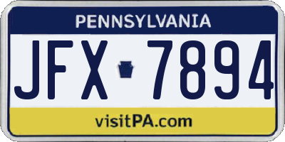 PA license plate JFX7894