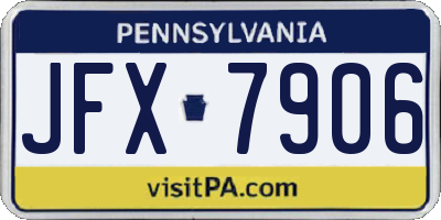 PA license plate JFX7906