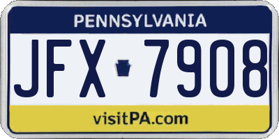 PA license plate JFX7908